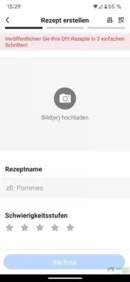 Du lädst eigene Rezepte in die App