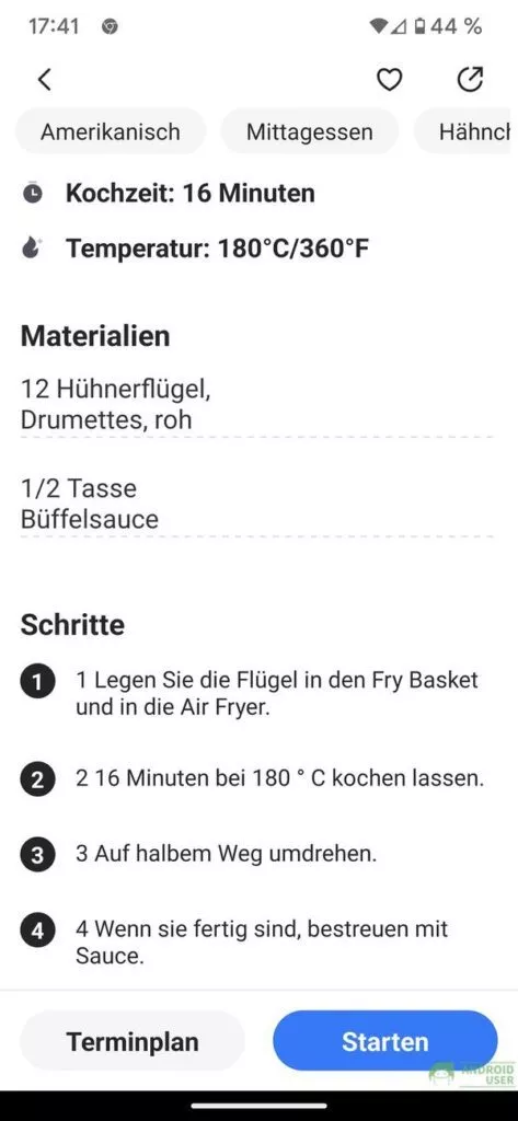 Eine Anleitung in der App