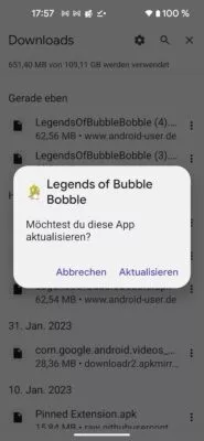 Nach dem Download des Updates kannst du das Spiel einfach aktualisieren.