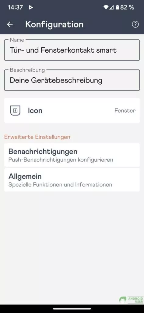 Erkannter Tür und Fensterkontakt