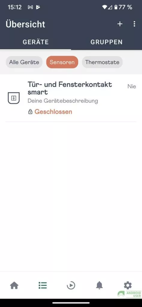Im Menü sind alle Geräte zu finden