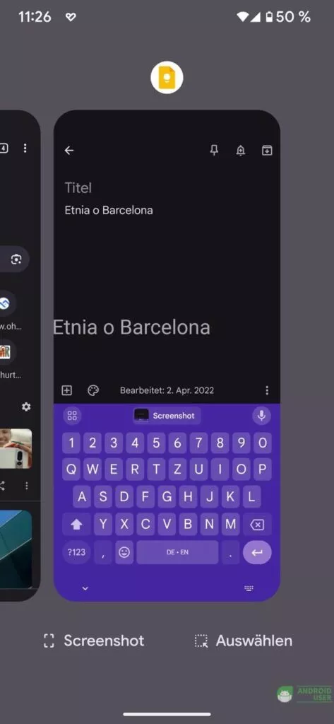 Text von einer in die andere App verschieben