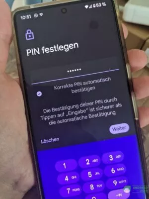 PIN Eingabe unter Android 14
