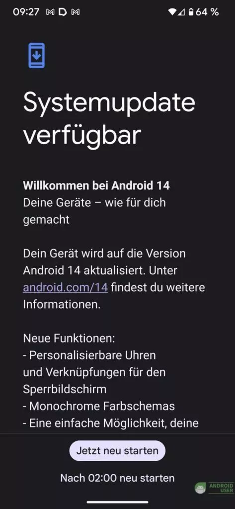 Neu starten, um die Installation abzuschließen