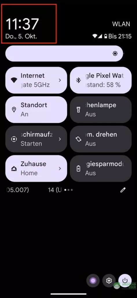 Android 14 mit Uhrenverknüpfung
