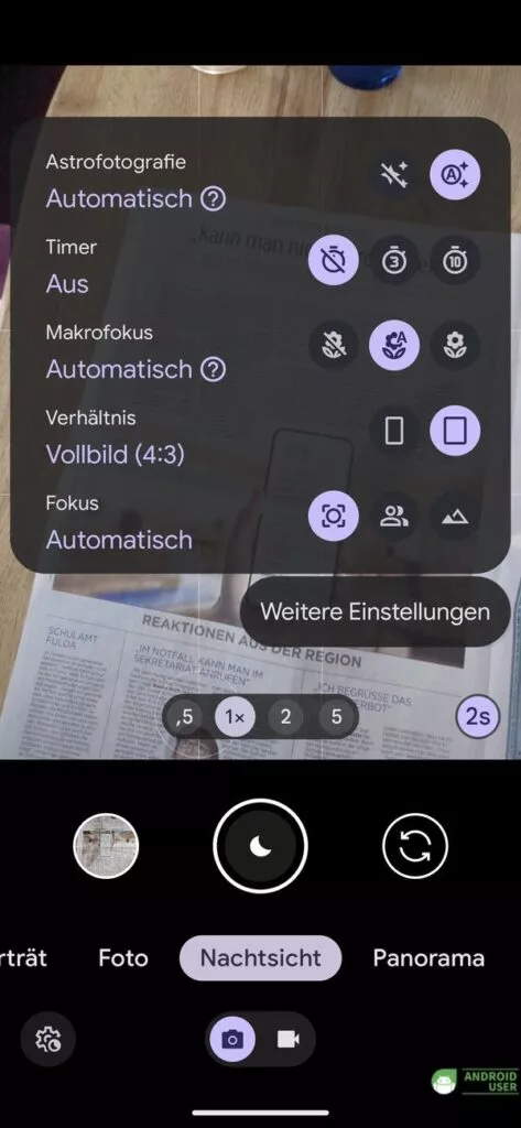 Google Kamera Einstellungen