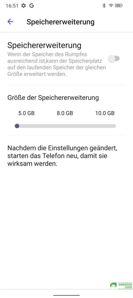 Virtuelle Speichererweiterung des Rugged Phone Doogee V31 GT