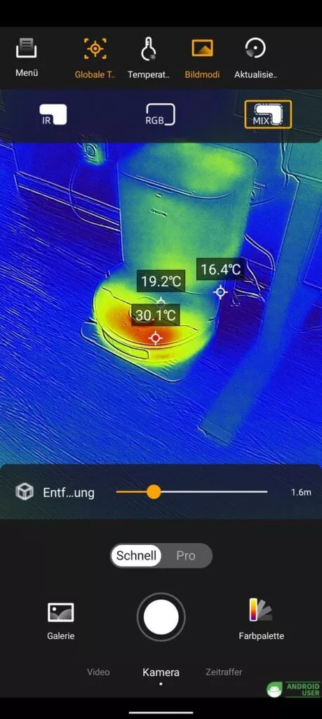 Gut zu sehen, wo der Staubsauger Hitze entwickelt.