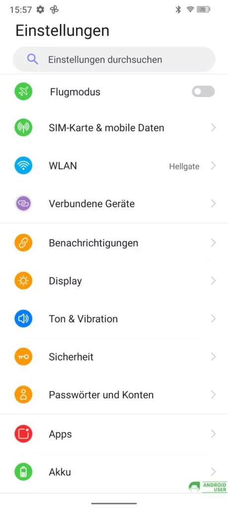 Einstellungen des Rugged Phone V31 GT