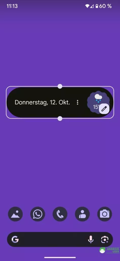 Das At a Glance Widget auf dem Homescreen
