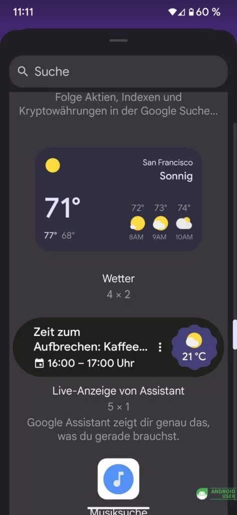 Live Anzeige Widget auf dem Pixel 7 Pro