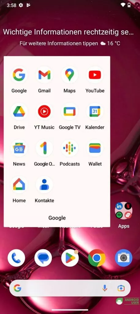 Sämtliche Google Apps sind an Bord