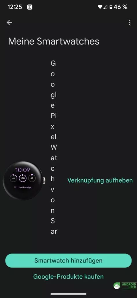 Pixel Watch App mit Pixel Watch verbunden