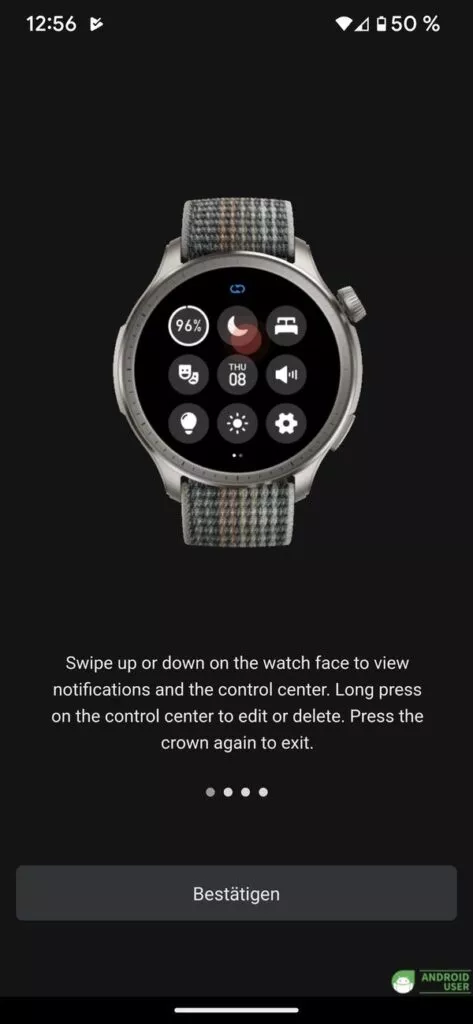 Die Bedienung der Amazfit Balance Smartwatch erfolgt über Wischgesten. 