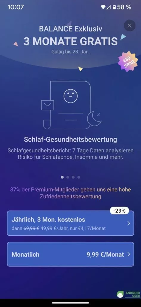 Premium entweder Jährlich oder monatlich für die Smartwatch