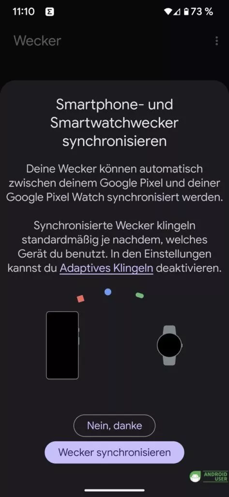 Google Uhren App Synchronisierung möglich