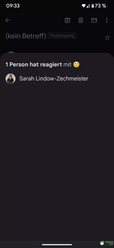 Per Klick auf eine Emoji wird angezeigt, wer es versendet hat