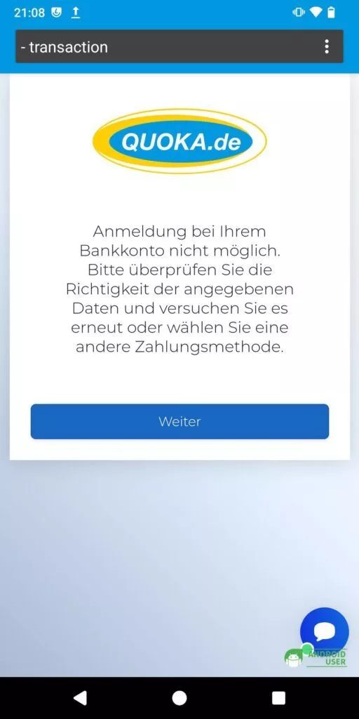 Wir hatten zufällige Login-Daten verwendet, weshalb uns dann eine Fehlermeldung angezeigt wurde.