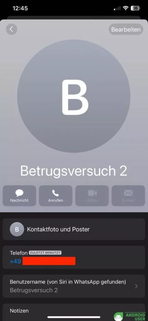 Der zweite Betrugsversuch via Spam Message