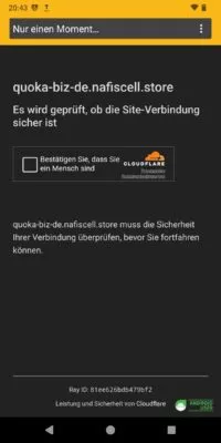 Prüfung der Webseite durch Cloudflare.