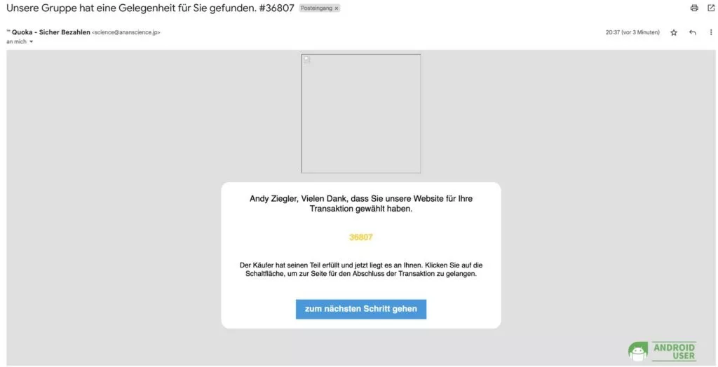 Wenn Du auf den Button zum nächsten Schritt aus der E-Mail klickst, wirst du auf eine russische Webseite weitergeleitet. Hier findet dann der eigentliche Scam statt.