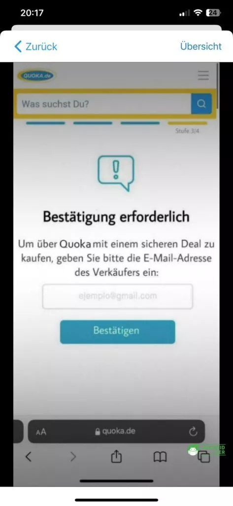 Achtung vor dieser Betrugsmasche: Um über Quoka mit einem sicheren Deal zu kaufen, geben Sie bitte die E-Mail-Adresse des Verkäufers ein.