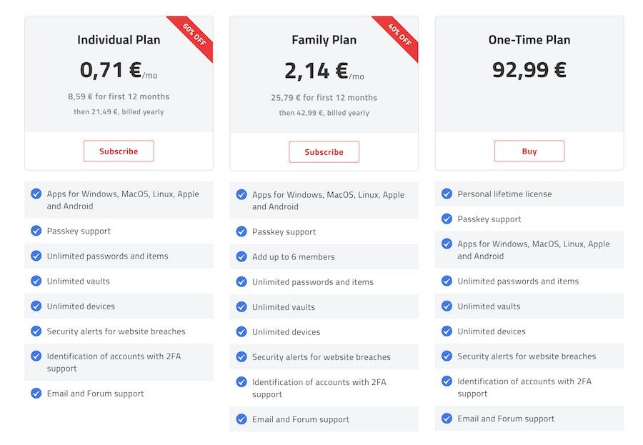 Enpass Preisgestaltung des Passwortmanagers