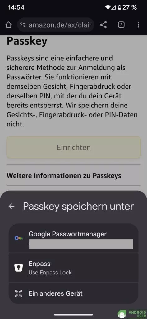 Passkey im Google Passwortmanager oder in Enpass speichern