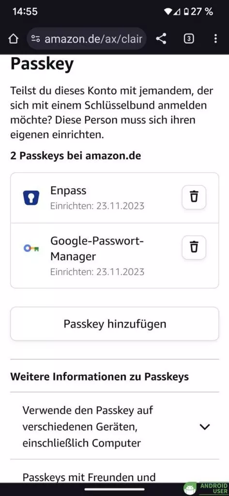 In jedem Passwortmanager ist ein Passkey gespeichert