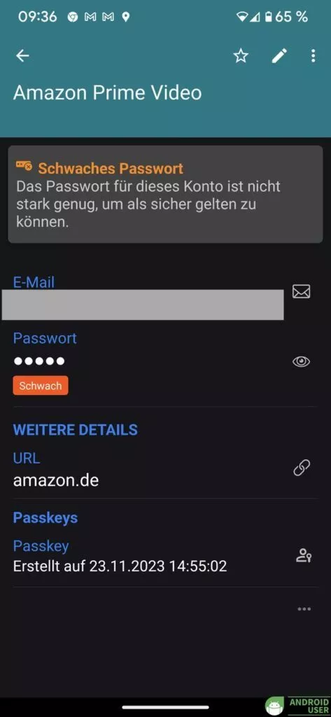 Die Passkeys sind in Enpass gespeichert