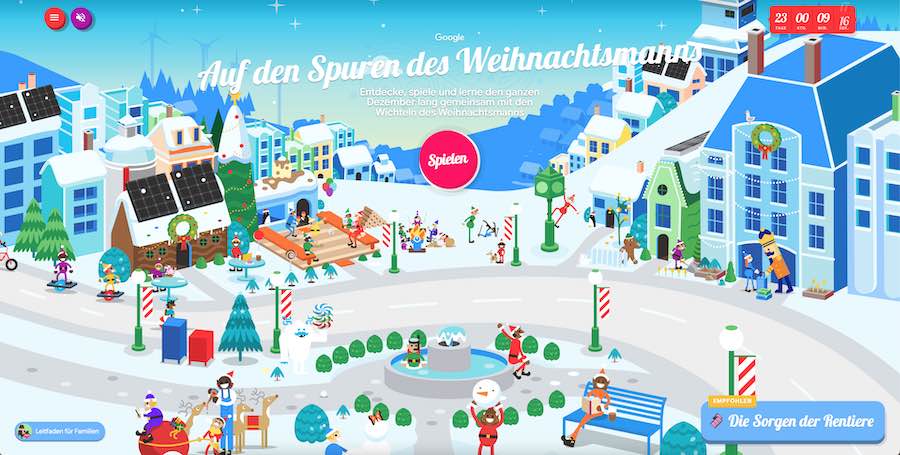 Google Santa Tracker Wichteldorf und virtueller Adventskalender