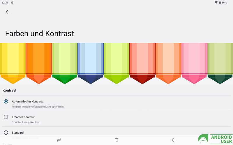 Kontrast einstellen auf dem Tablet