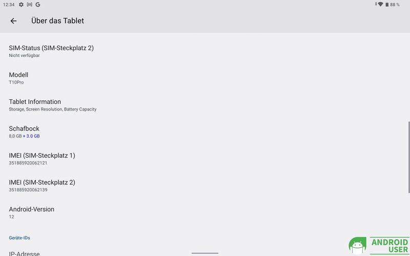 Android 12 ist das Betriebssystem des Doogee T10 Pro Tablet