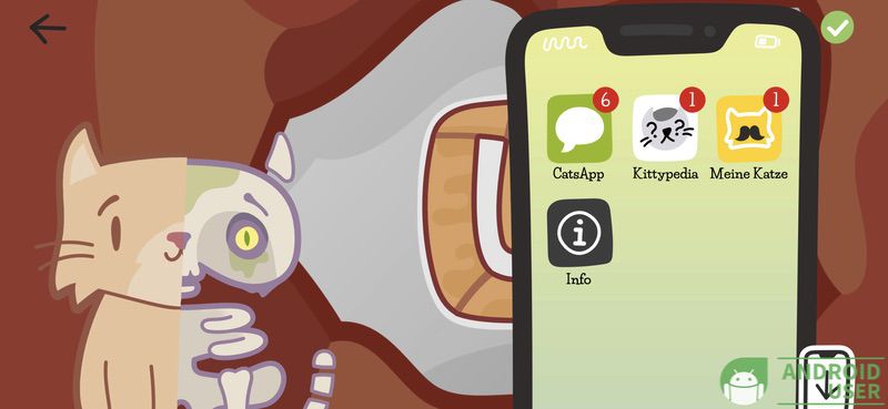 Auf dem Smartphone gibt es wichtige Infos zu Katze Q und der Quantenphysik