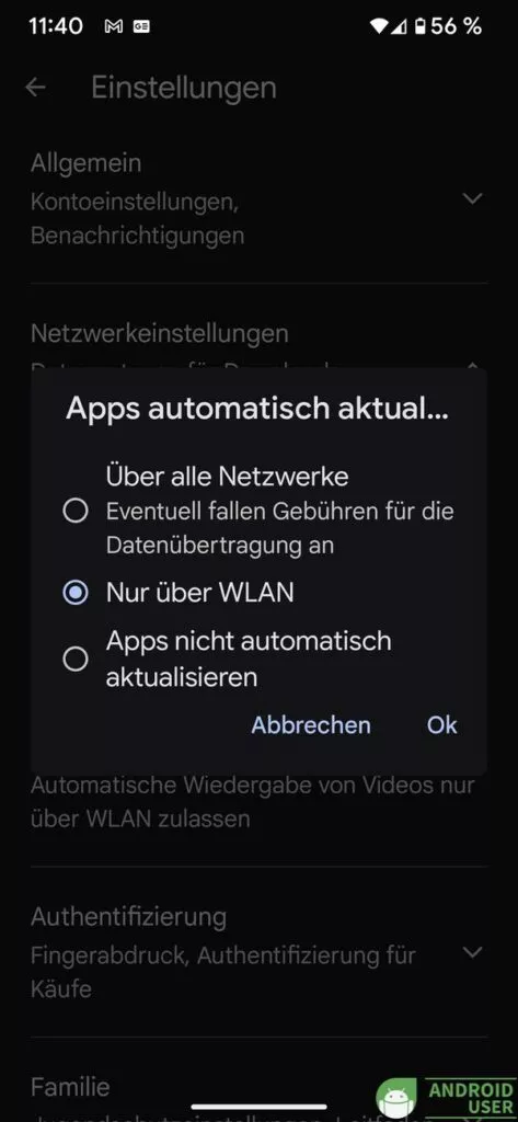Du gibst an, wann Apps automatisch aktualisiert werden