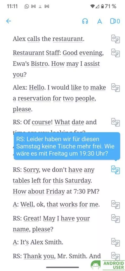Auch ganze Sätze der Bücher lassen sich beim Englisch lernen übersetzen