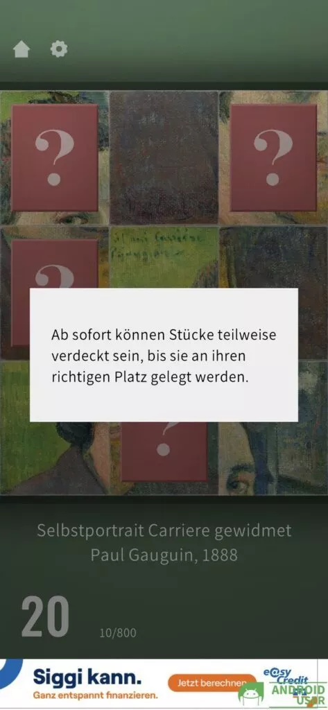 Einige Puzzlestücke sind verdeckt