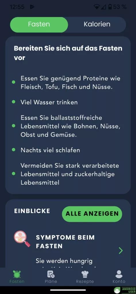 Es gibt Infos zum Intervallfasten