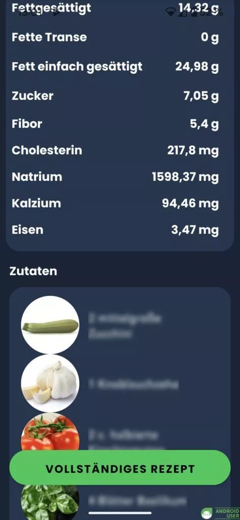 Die Grammangaben für das Rezept sind nur in der Premium-Version sichtbar