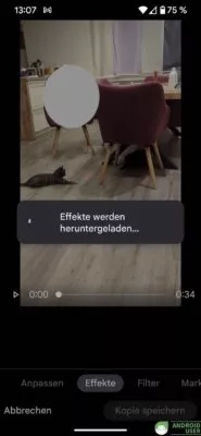 Videoeffekte werden heruntergeladen