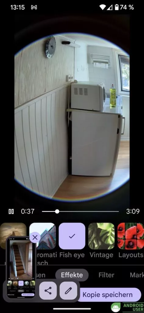 Fisheye Effekt in Google Fotos