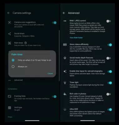 Die neuen Einstellungen der Pixel Kamera