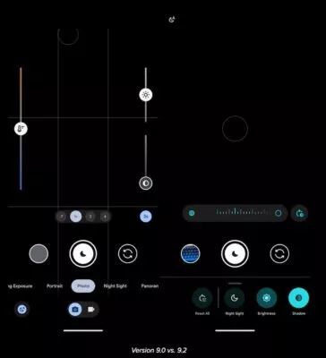 Pixel Kamera Version 9.2 mit Änderungen der Nutzeroberfläche