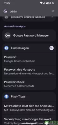 Der Google Passwort Manager lässt sich über den Pixel Launcher aufrufen