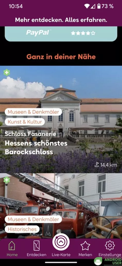 Der Tab Home in der signseeing App