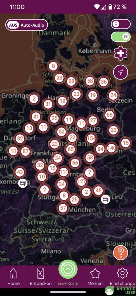 Die Live-Karte der singseeing App zeigt die touristische Unterrichtungstafel