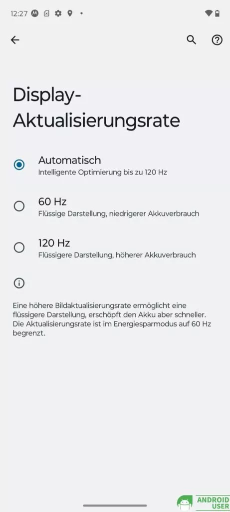 Bildschirmaktualisierungsrate des Moto G54 5G