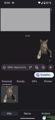 Das Fotomoji befindet sich jetzt in deiner Sticker Sammlung in Google Messages