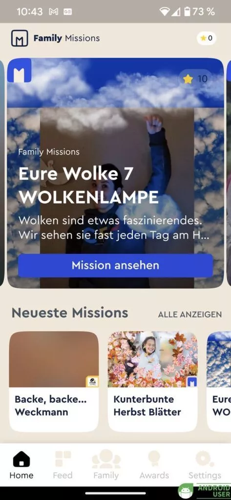 Alle Missionen finden sich im Home Tab
