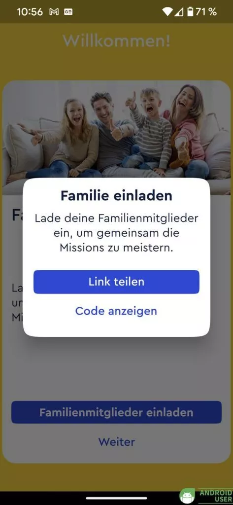 Du lädst Familienmitglieder zu Family Missions ein